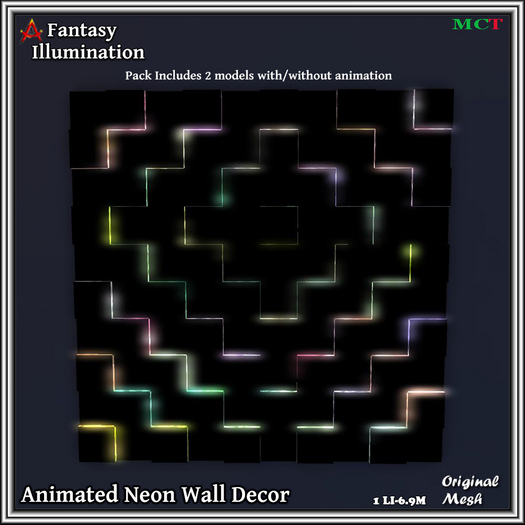 Second Life Marketplace Fantasy Illumination Animated Neon Wall Decor